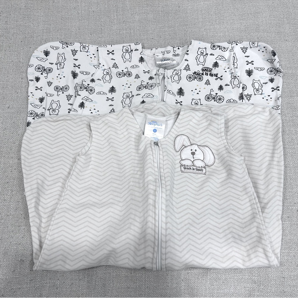 Halo sleepsack small (10-18 lbs); medium (16-24 pounds) baby cotton bundle lot